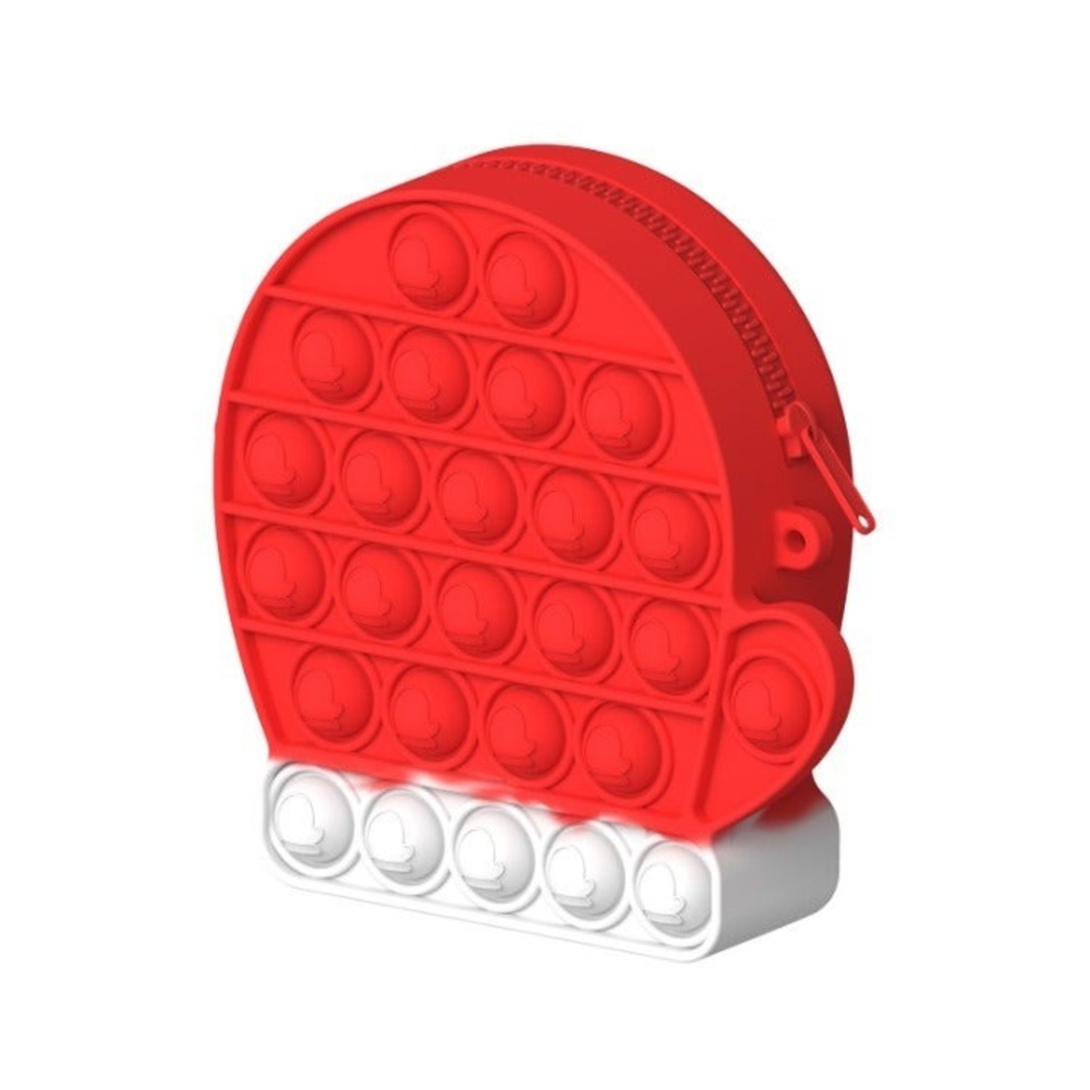 Red & White Mitten Shaped Silicone Sensory Fidget Pop Crossbody NEW